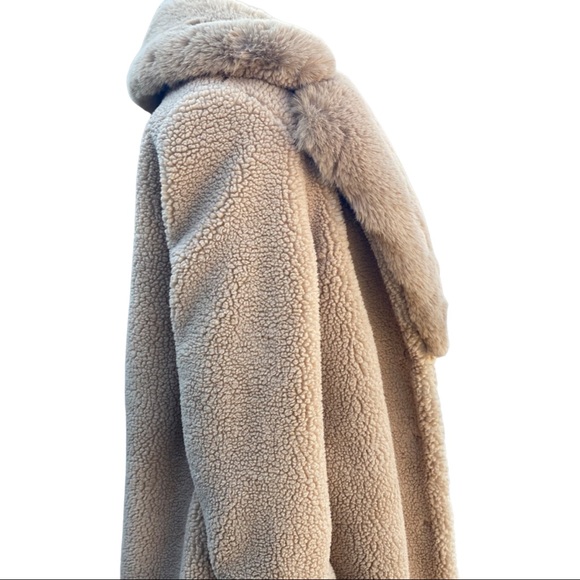 LIGHT BROWN/TAN NEW YORK & COMPANY WINTER FUR COAT WITH FULL FUR COLLAR NWT - Picture 5 of 6